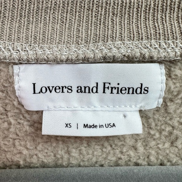 Revolve Lovers & Friends Miela V-Neck Cotton Sweatshirt Beige Taupe Size XS - Picture 4 of 7